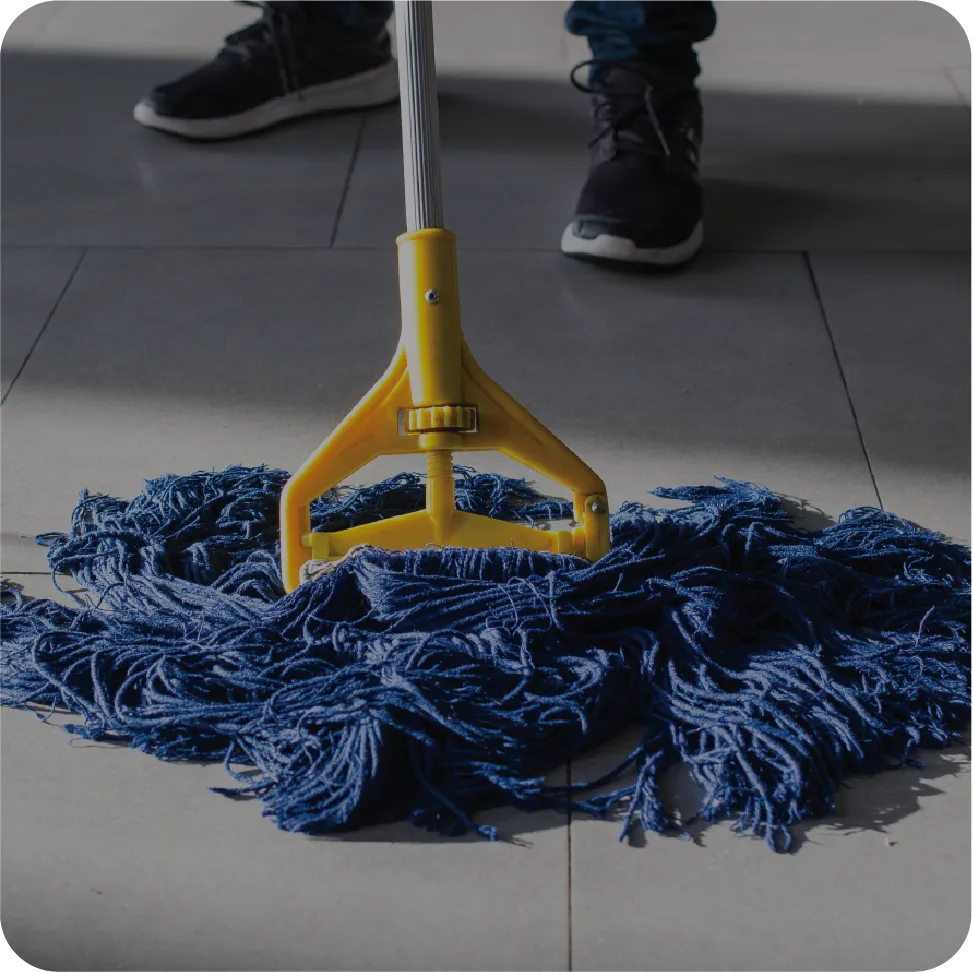 blue mop on floor