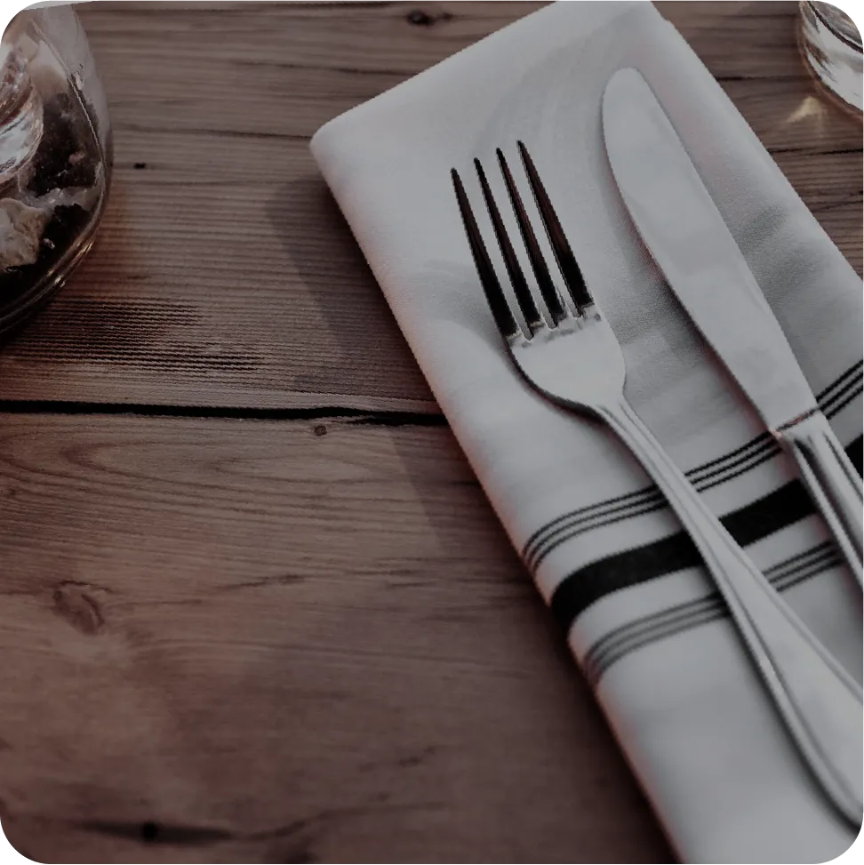 Resturant linen with silverware