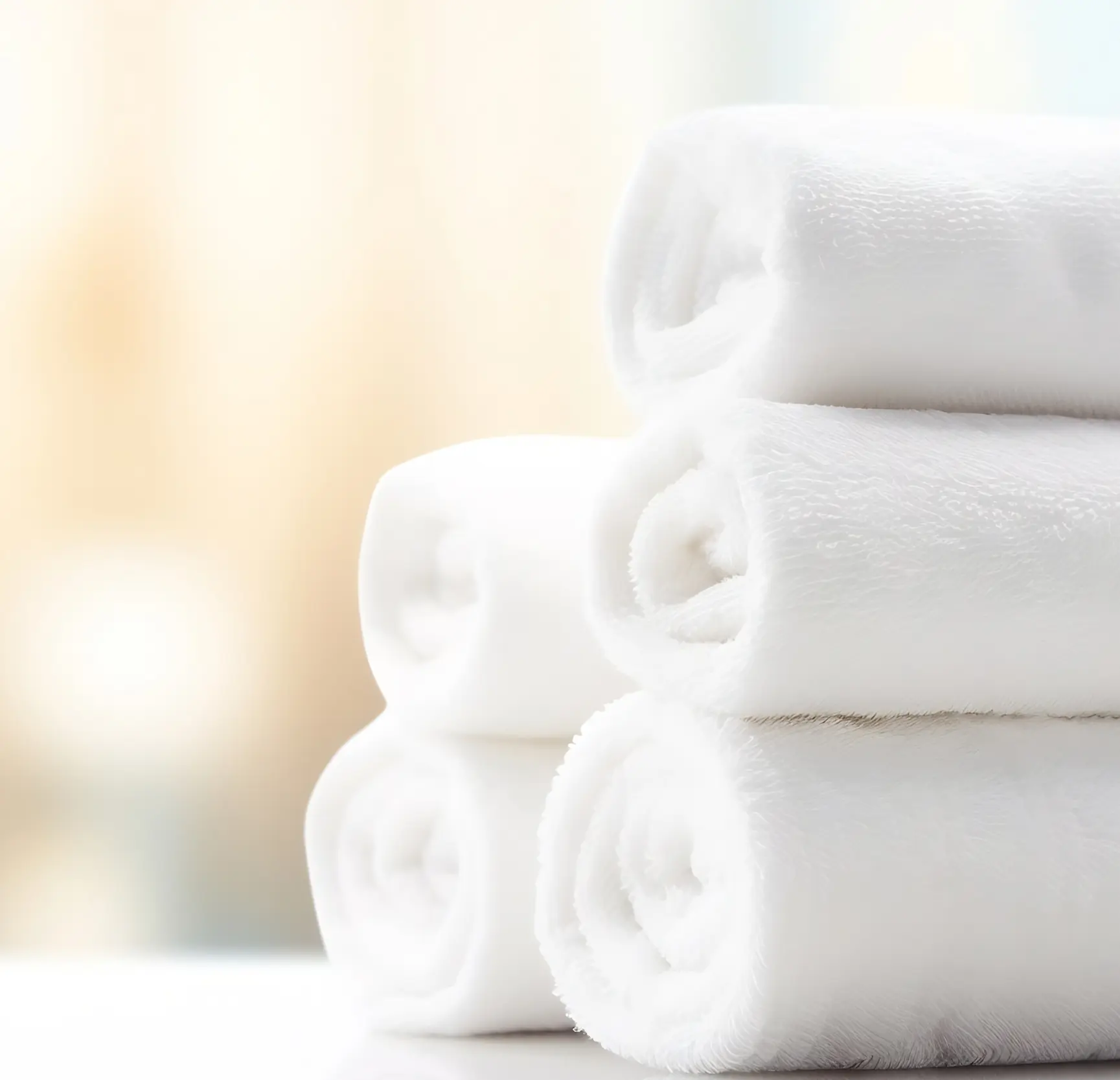 white rolled towels in a stack